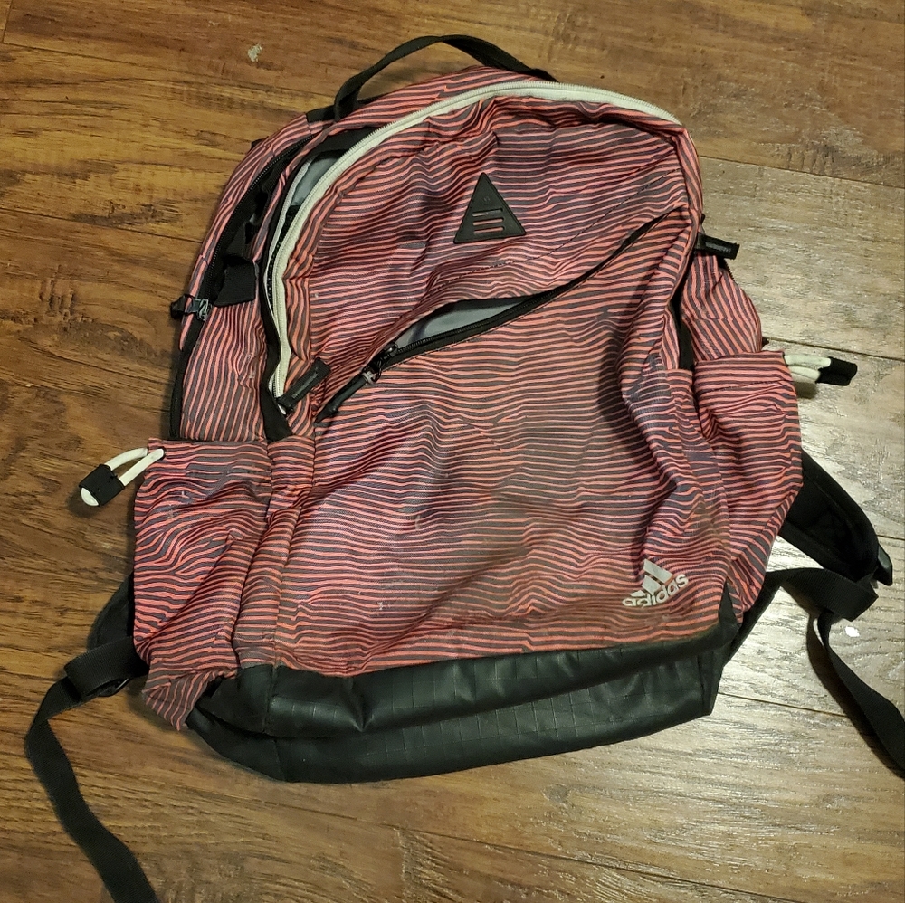 Adidas Pink Striped Backpack